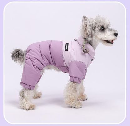 Winter Dog Warm Clothes Outdoor Puppy Teddy Bichon Schnauzer Poodle Four-Legged Coat, Waterproof Windproof Pet Cotton Jacket for Cold Weather