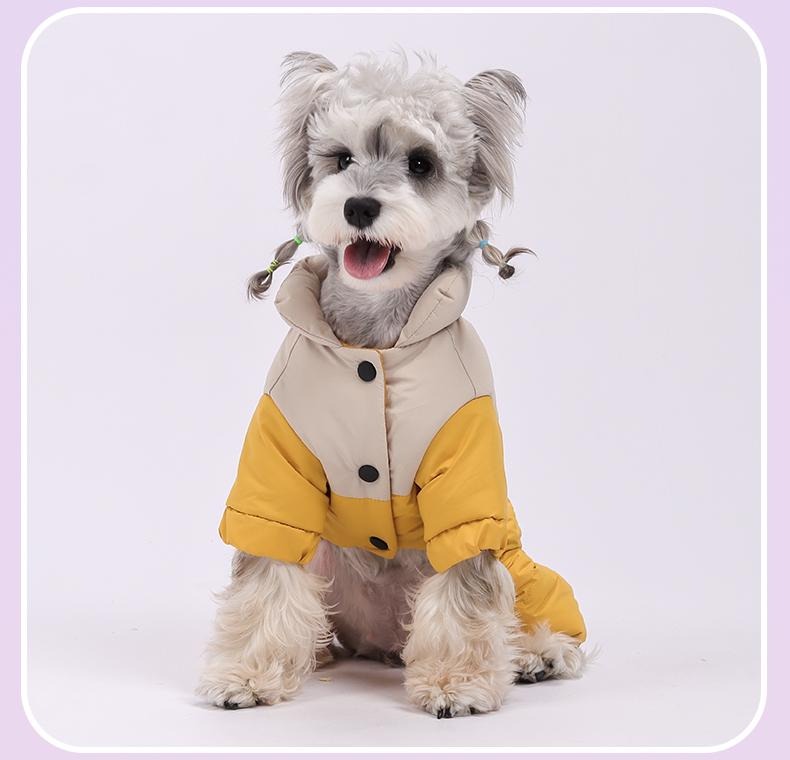 Winter Dog Warm Clothes Outdoor Puppy Teddy Bichon Schnauzer Poodle Four-Legged Coat, Waterproof Windproof Pet Cotton Jacket for Cold Weather