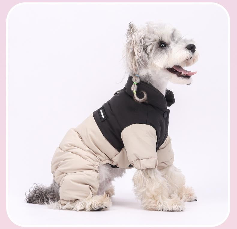 Winter Dog Warm Clothes Outdoor Puppy Teddy Bichon Schnauzer Poodle Four-Legged Coat, Waterproof Windproof Pet Cotton Jacket for Cold Weather