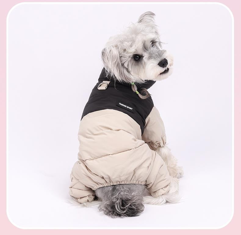 Winter Dog Warm Clothes Outdoor Puppy Teddy Bichon Schnauzer Poodle Four-Legged Coat, Waterproof Windproof Pet Cotton Jacket for Cold Weather
