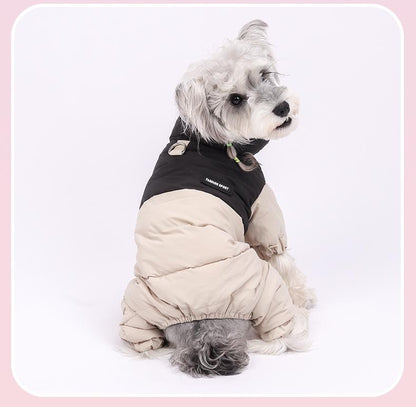 Winter Dog Warm Clothes Outdoor Puppy Teddy Bichon Schnauzer Poodle Four-Legged Coat, Waterproof Windproof Pet Cotton Jacket for Cold Weather