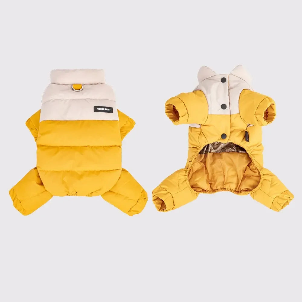 Winter Dog Warm Clothes Outdoor Puppy Teddy Bichon Schnauzer Poodle Four-Legged Coat, Waterproof Windproof Pet Cotton Jacket for Cold Weather