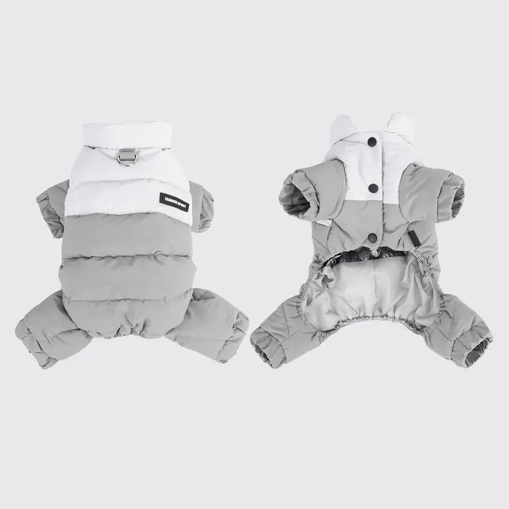 Winter Dog Warm Clothes Outdoor Puppy Teddy Bichon Schnauzer Poodle Four-Legged Coat, Waterproof Windproof Pet Cotton Jacket for Cold Weather