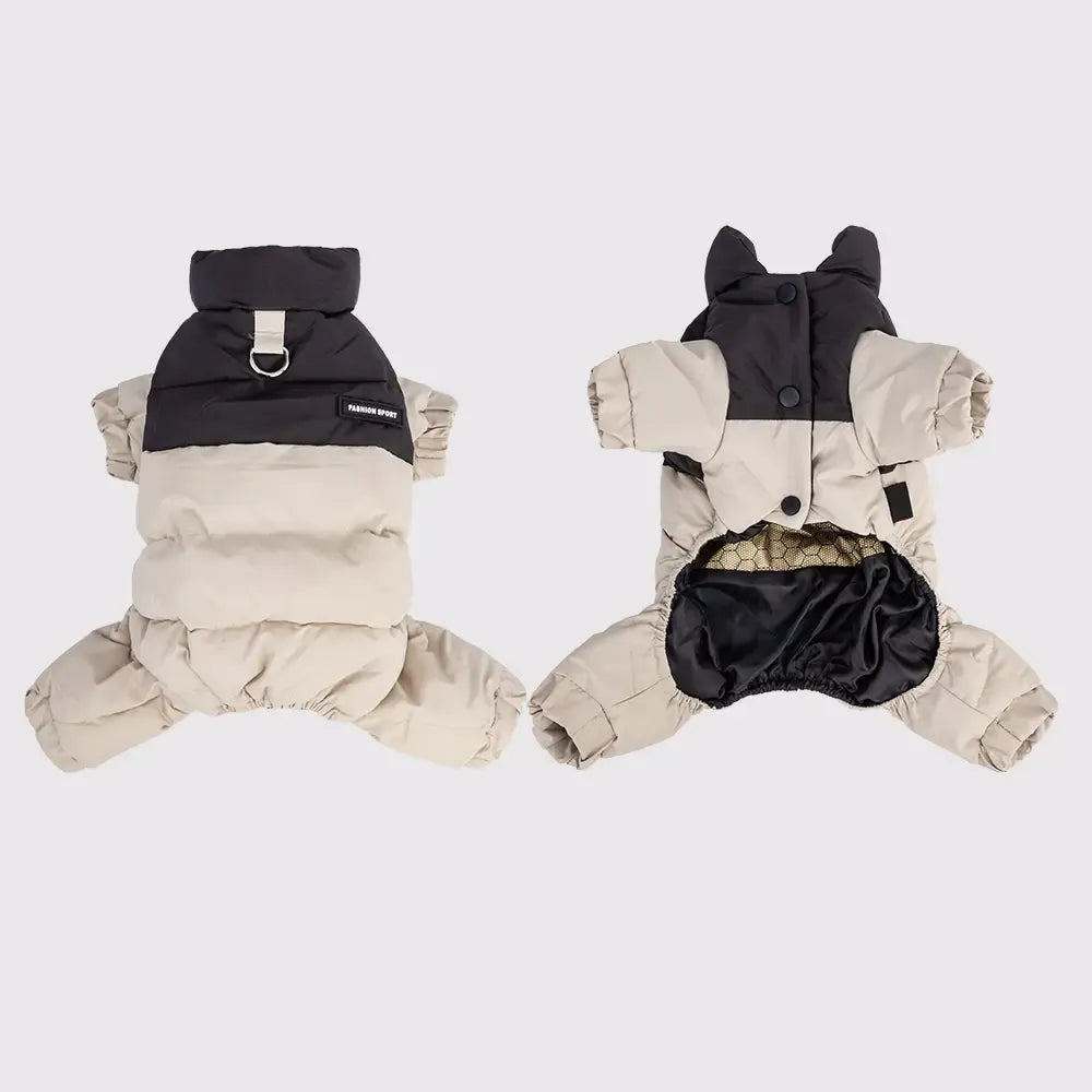 Winter Dog Warm Clothes Outdoor Puppy Teddy Bichon Schnauzer Poodle Four-Legged Coat, Waterproof Windproof Pet Cotton Jacket for Cold Weather