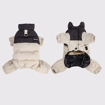 Winter Dog Warm Clothes Outdoor Puppy Teddy Bichon Schnauzer Poodle Four-Legged Coat, Waterproof Windproof Pet Cotton Jacket for Cold Weather