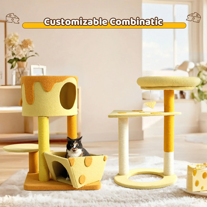 Transformable Cheese Cat Tree with Playful Design and Durable Construction for Cats