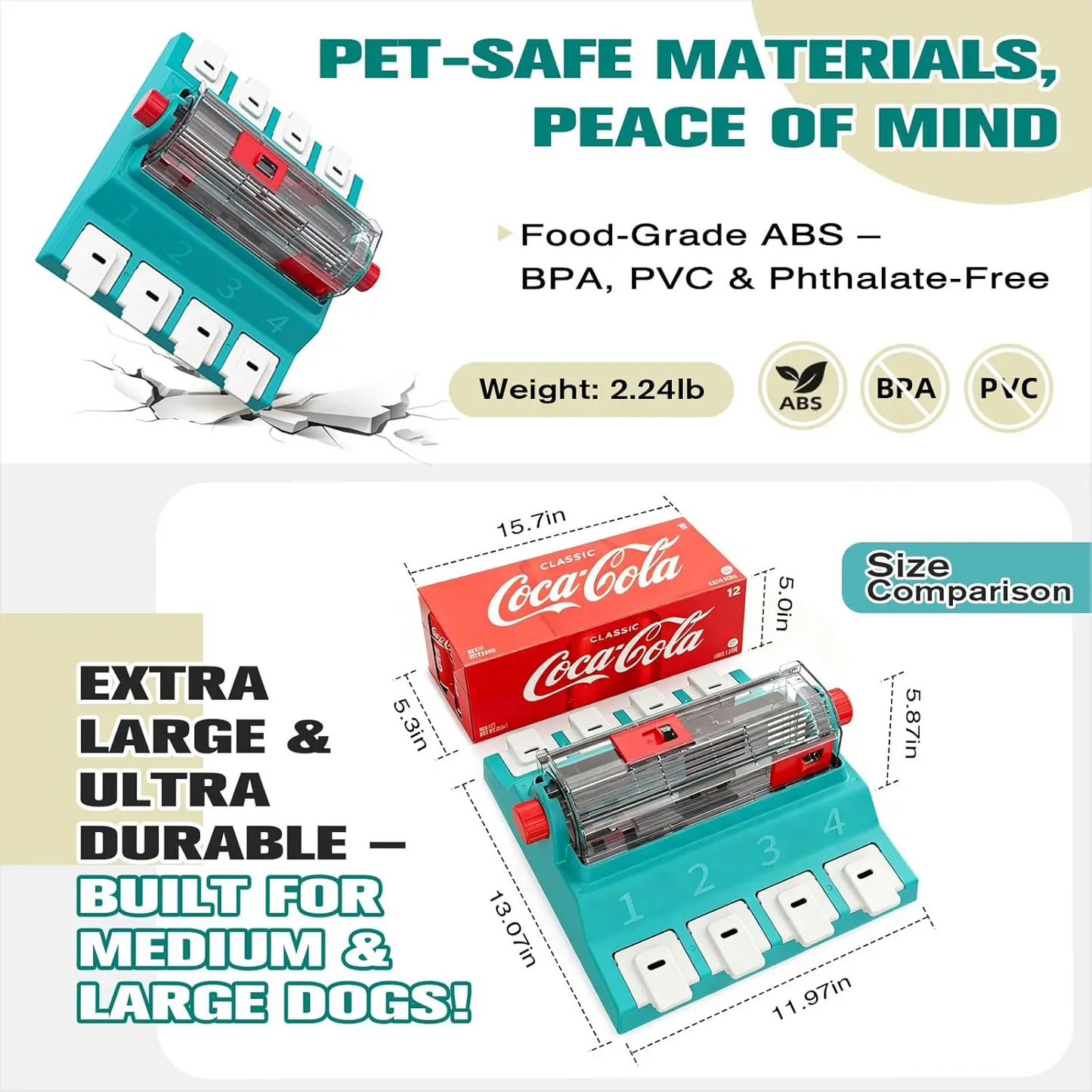 Treat Puzzles For Aggressive Chewers, Dogs' Mental Stimulation Food Slow Dispenser Toy