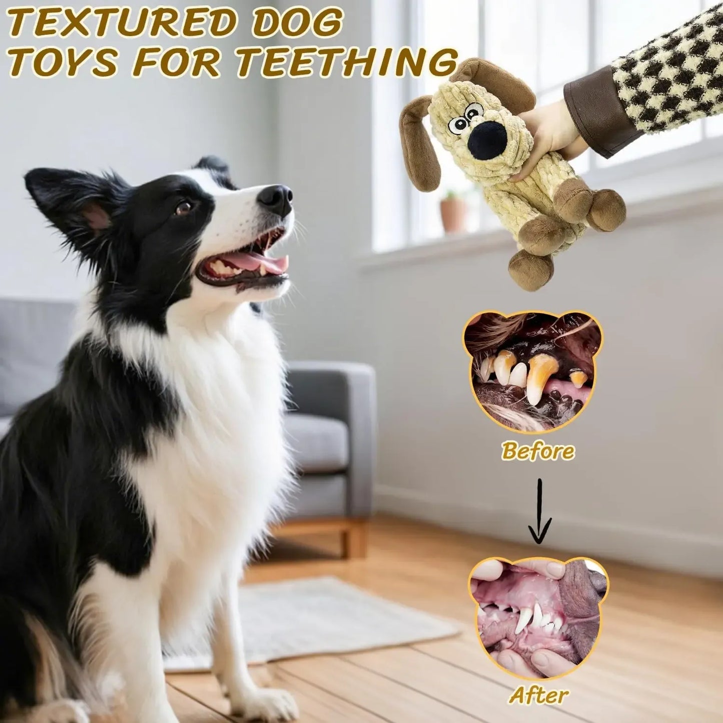 3 Pack Squeaky Stuffed Dog Toys- Indoor Outdoor Playing Toys for Large to Small, Durable Plush Toys to Keep Them Busy- Animal Shape Crinkle Toy