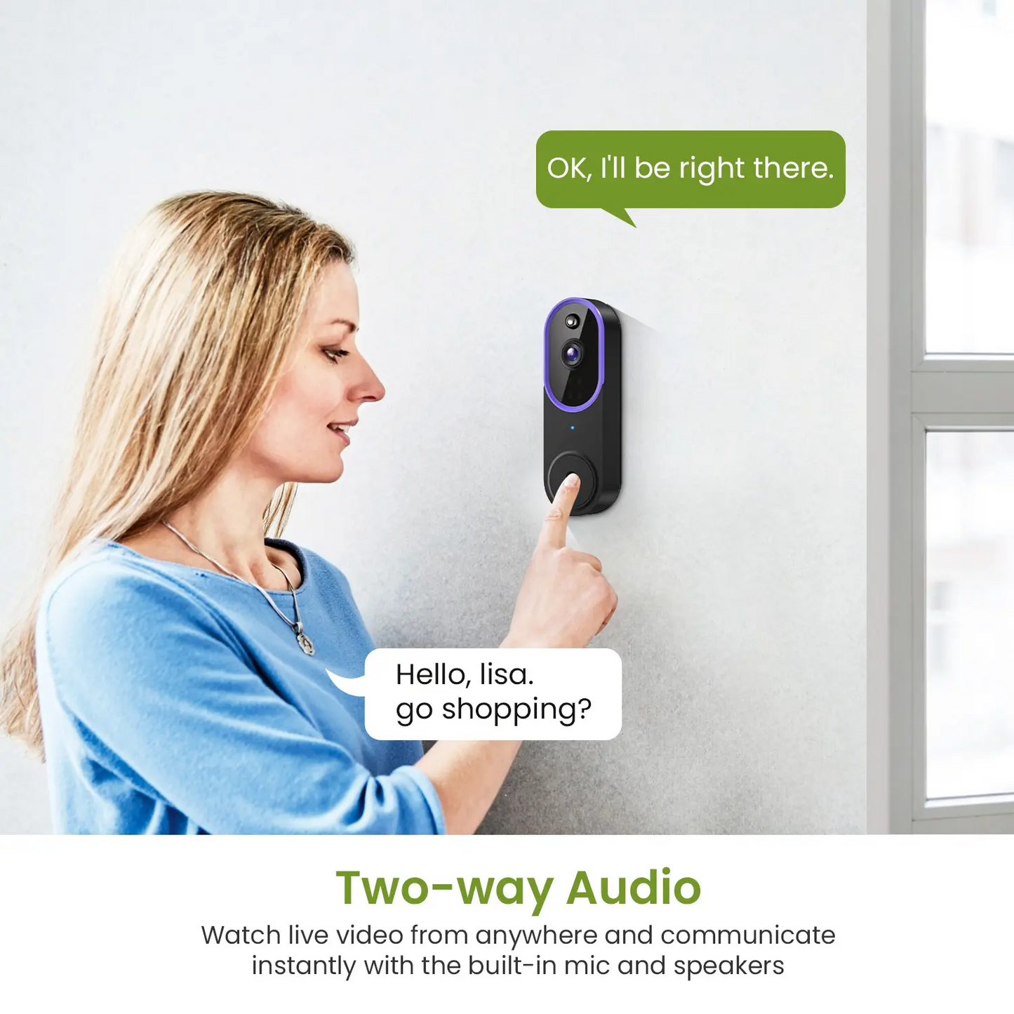 Wireless Video Doorbell Camera, Smart Security Doorbell Camera