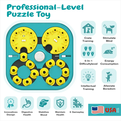 5 Levels of Step-by-Step Challenge - 6 Ways to Play - Extra-Large Size Beginner to Expert Dog Puzzle Toy for Smart Dogs