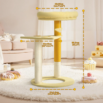 Transformable Cheese Cat Tree with Playful Design and Durable Construction for Cats