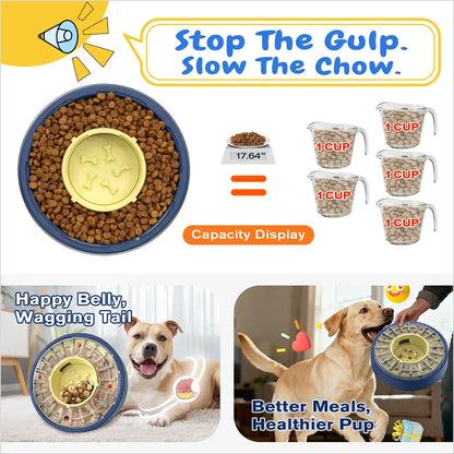 Large Size & Capacity Spinning Dog Puzzle Feeder, Actually Slows Down Eating to 5-60 Minutes, Anti-Gulping Mental Enrichment For Dogs, Treat & Food Dispenser Toy