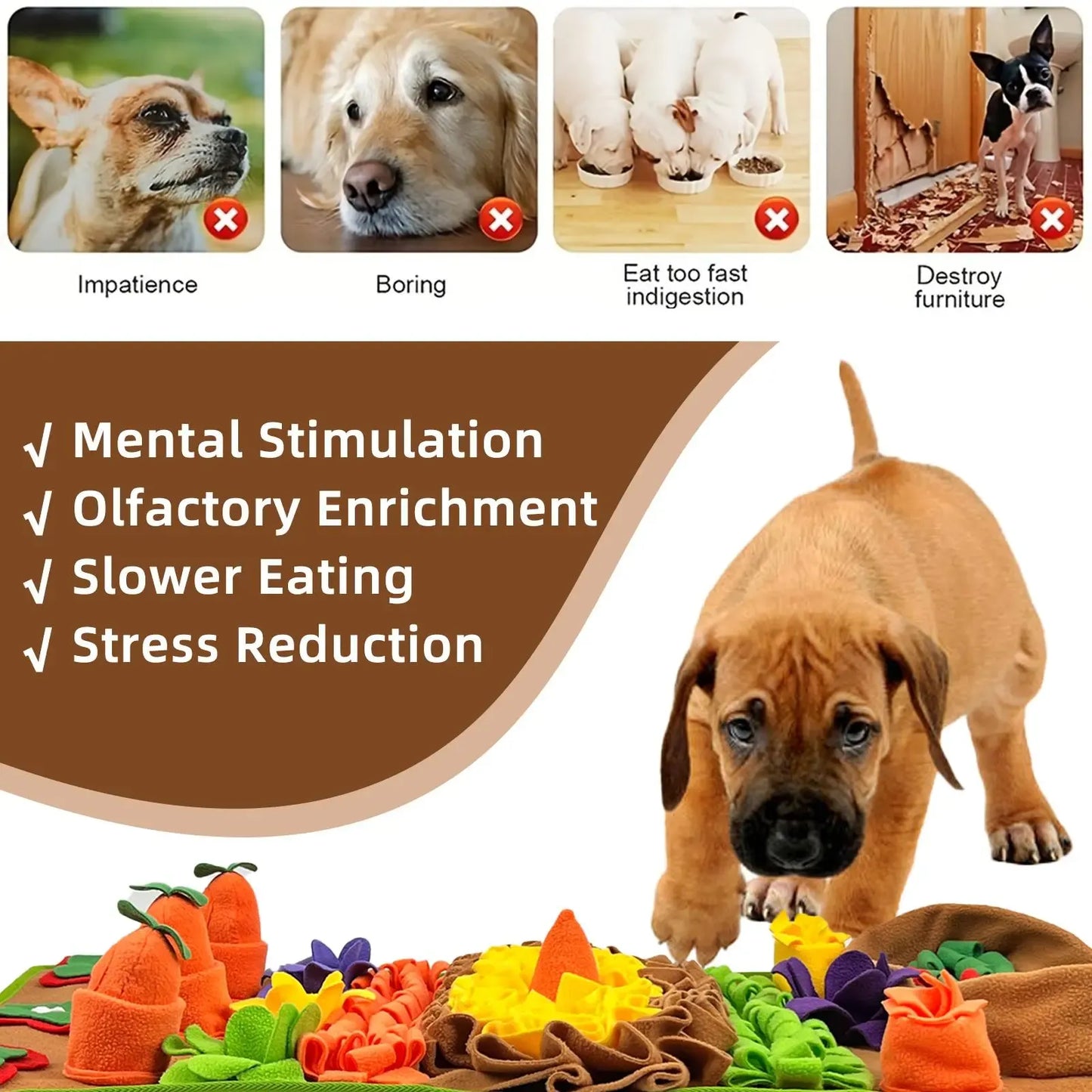Pet Feeding Sniffing Mat, Slow Food Mat Encourages Natural Foraging Skills, Training & Stress Release
