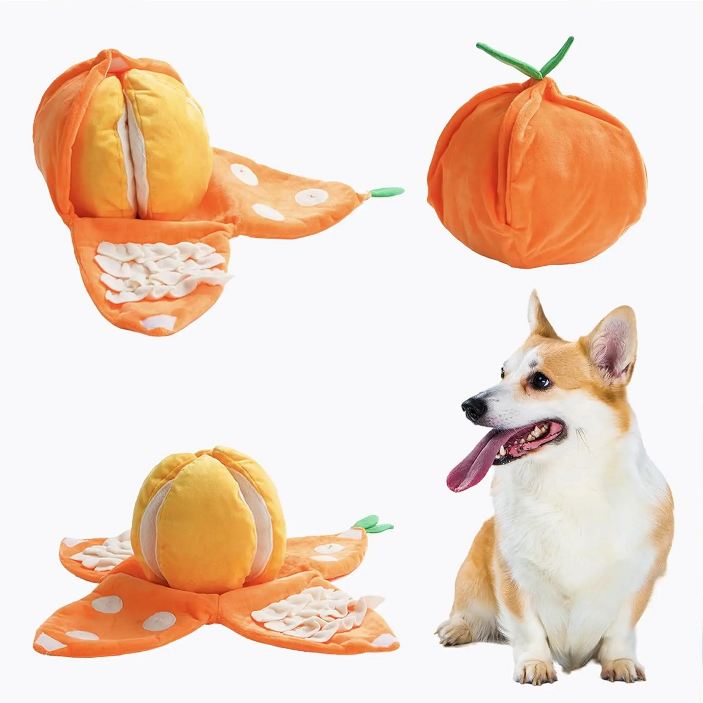 5-in-1 Orange Squeaky Hide and Seek Puzzle Enrichment Toys