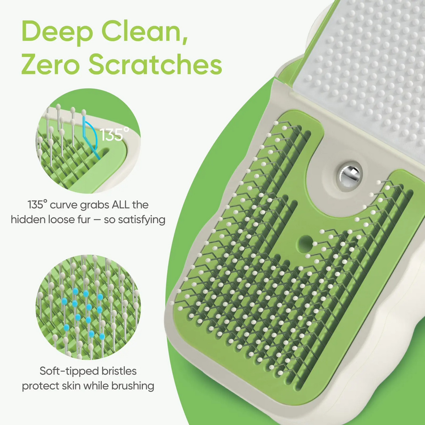4-in-1 Steam Pet Brush for Dogs & Cats – Self Cleaning Deshedding Grooming Brush with Steam & Wipe Feature