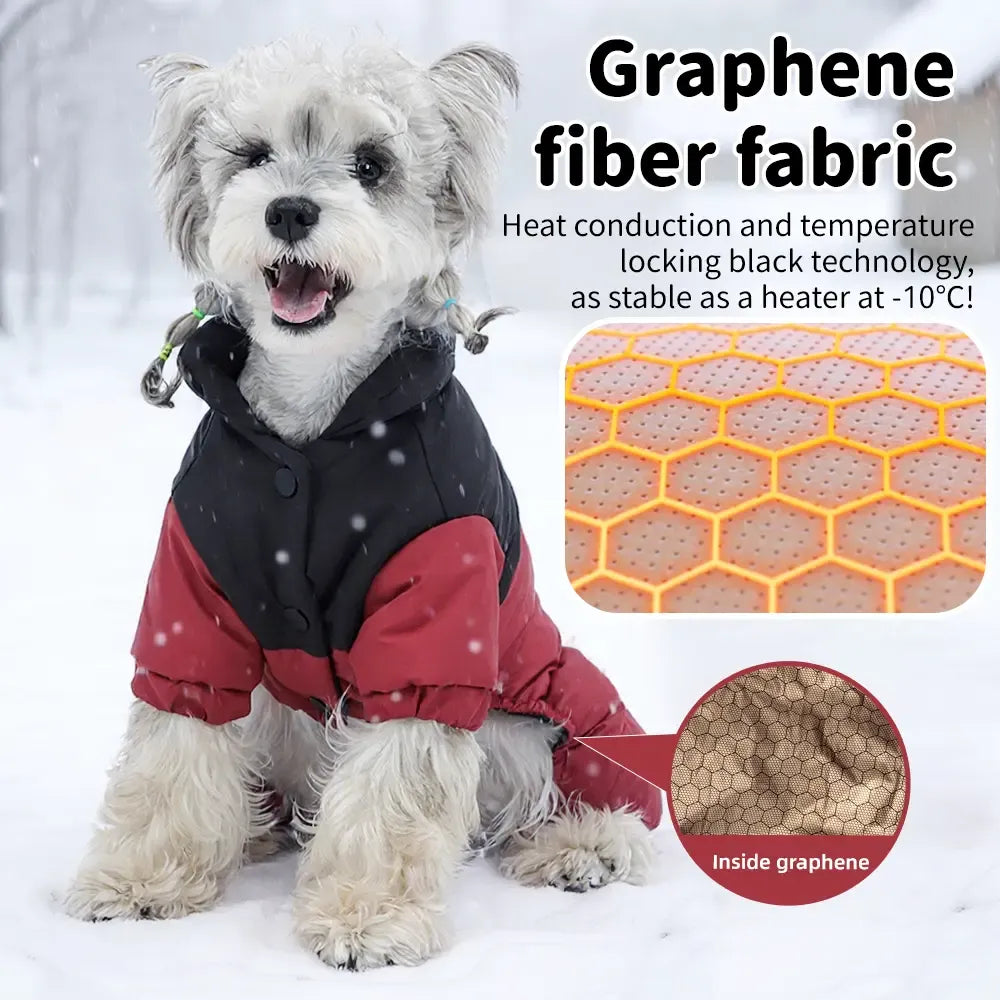 Winter Dog Warm Clothes Outdoor Puppy Teddy Bichon Schnauzer Poodle Four-Legged Coat, Waterproof Windproof Pet Cotton Jacket for Cold Weather