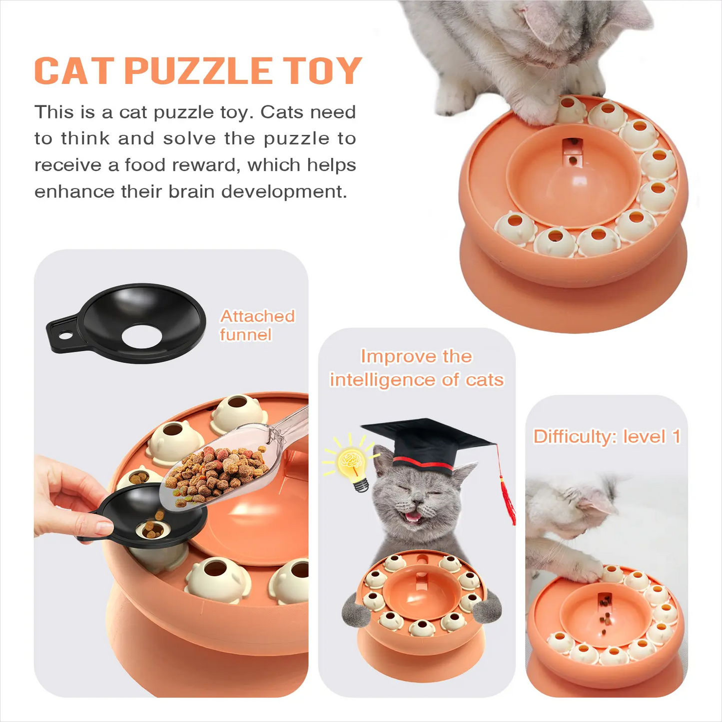 Cat Puzzle Feeder for Indoor Cats, Kitten Enrichment Toys