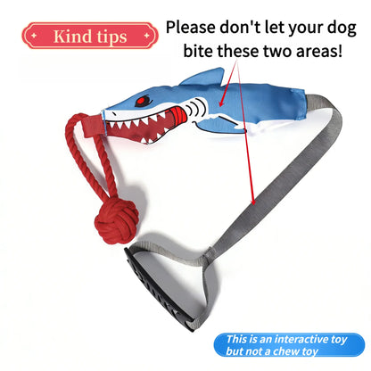 Shark Tug-of-War Interactive Dog Toy | Squeaky Shark Plush with Rope Knot