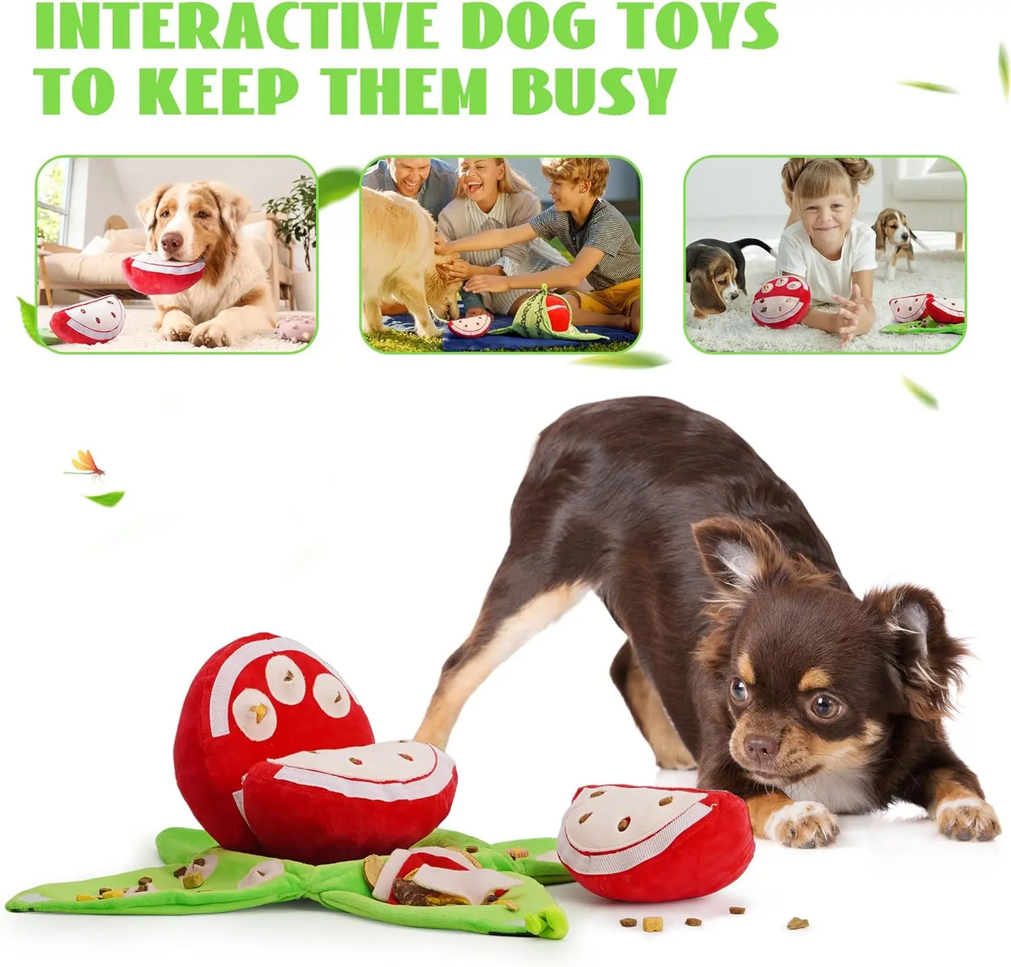 4-in-1 Watermelon Dog Enrichment Toys