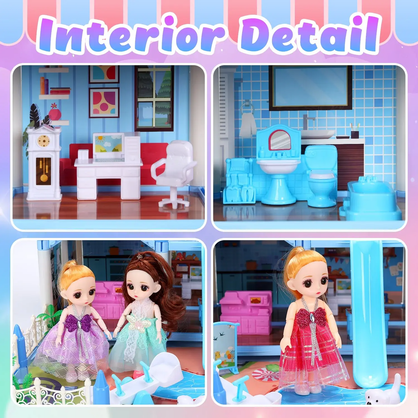 16-Room Extra-Large Party-Themed Dollhouse