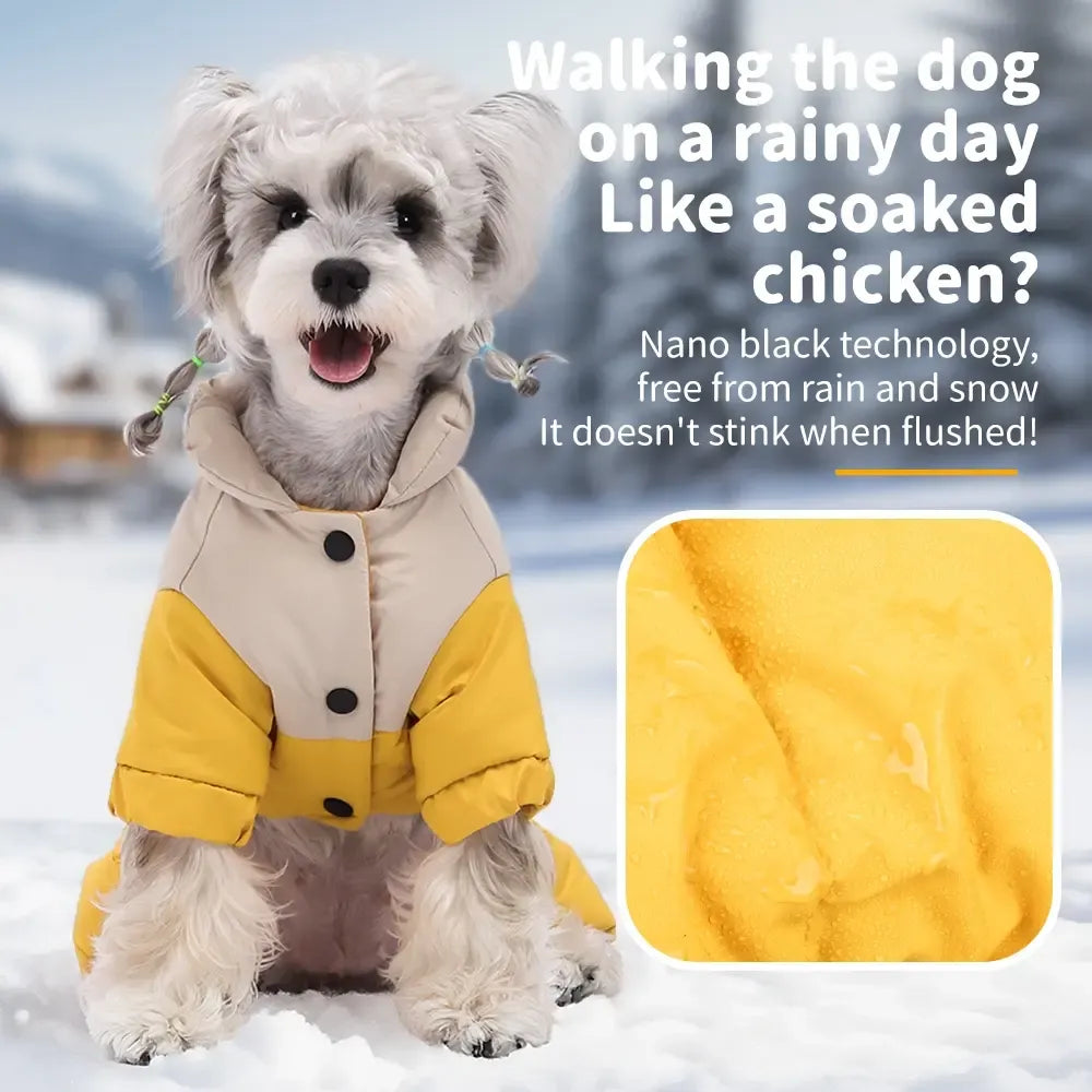 Winter Dog Warm Clothes Outdoor Puppy Teddy Bichon Schnauzer Poodle Four-Legged Coat, Waterproof Windproof Pet Cotton Jacket for Cold Weather
