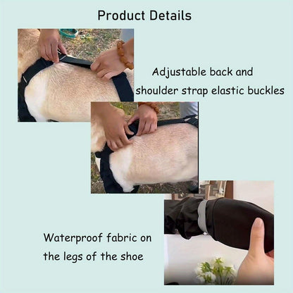 Waterproof & Anti-Slip Dog Suspender Boots with Adjustable Straps & Buckles - Winter Warmth, Snow & Ice Protection, Secure Fit for Safe Winter Adventures, Cold Weather Protection, Snug Fit Design, Weatherresistant Material, Sturdy Construction