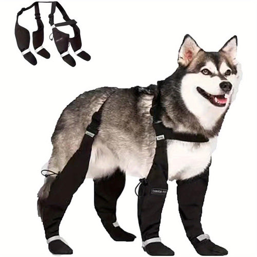 Waterproof & Anti-Slip Dog Suspender Boots with Adjustable Straps & Buckles - Winter Warmth, Snow & Ice Protection, Secure Fit for Safe Winter Adventures, Cold Weather Protection, Snug Fit Design, Weatherresistant Material, Sturdy Construction