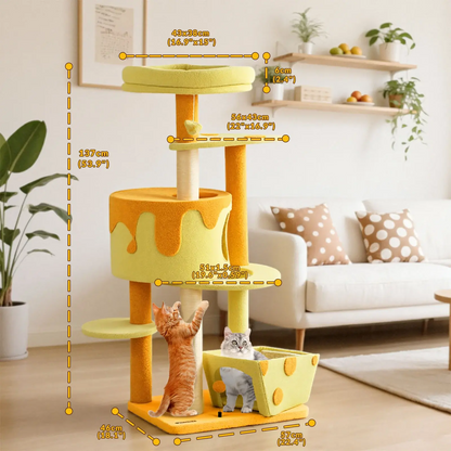 Transformable Cheese Cat Tree with Playful Design and Durable Construction for Cats