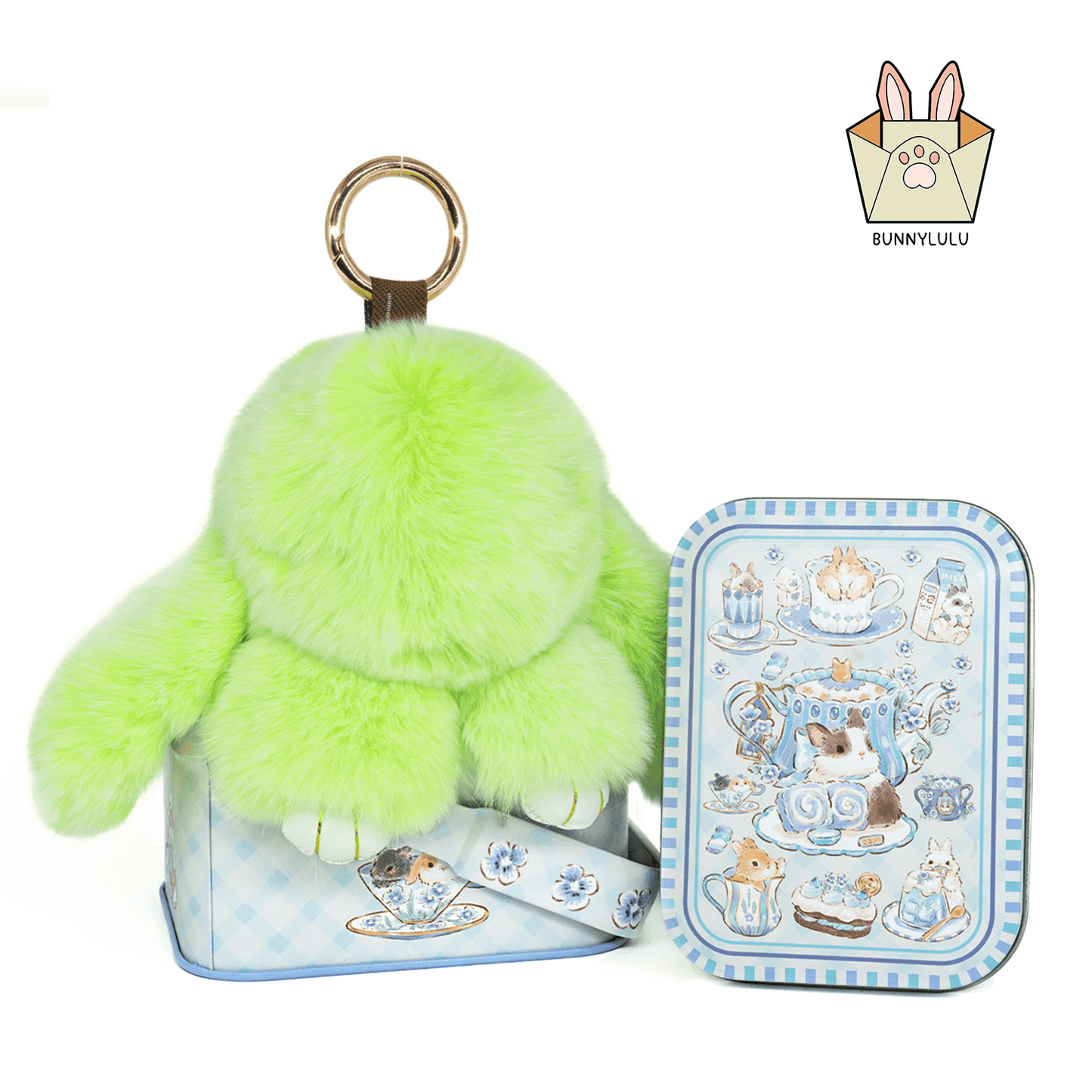 Handmade Plush Bunny Keychain with Metal Tin Box, Gift Options for Birthday Easter