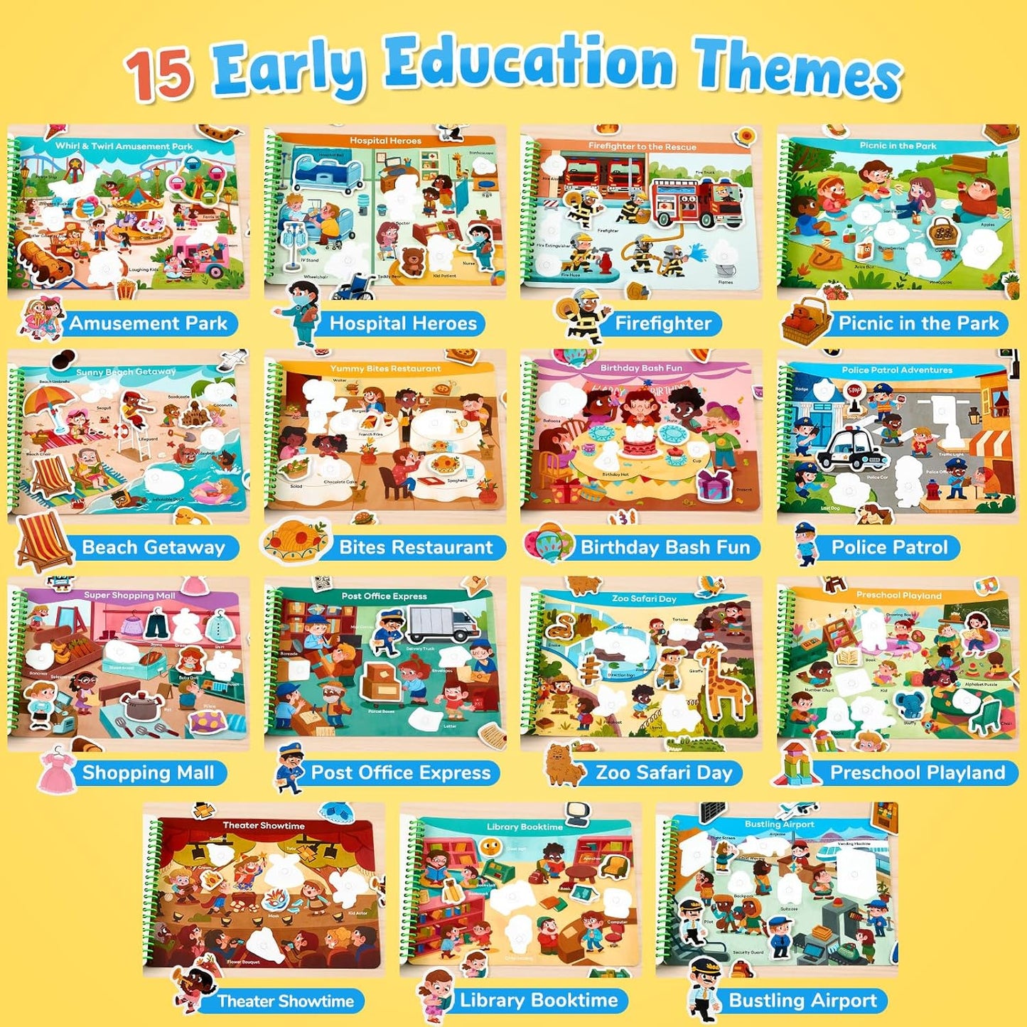 📖 Montessori Preschool Busy Book (15 Themes)